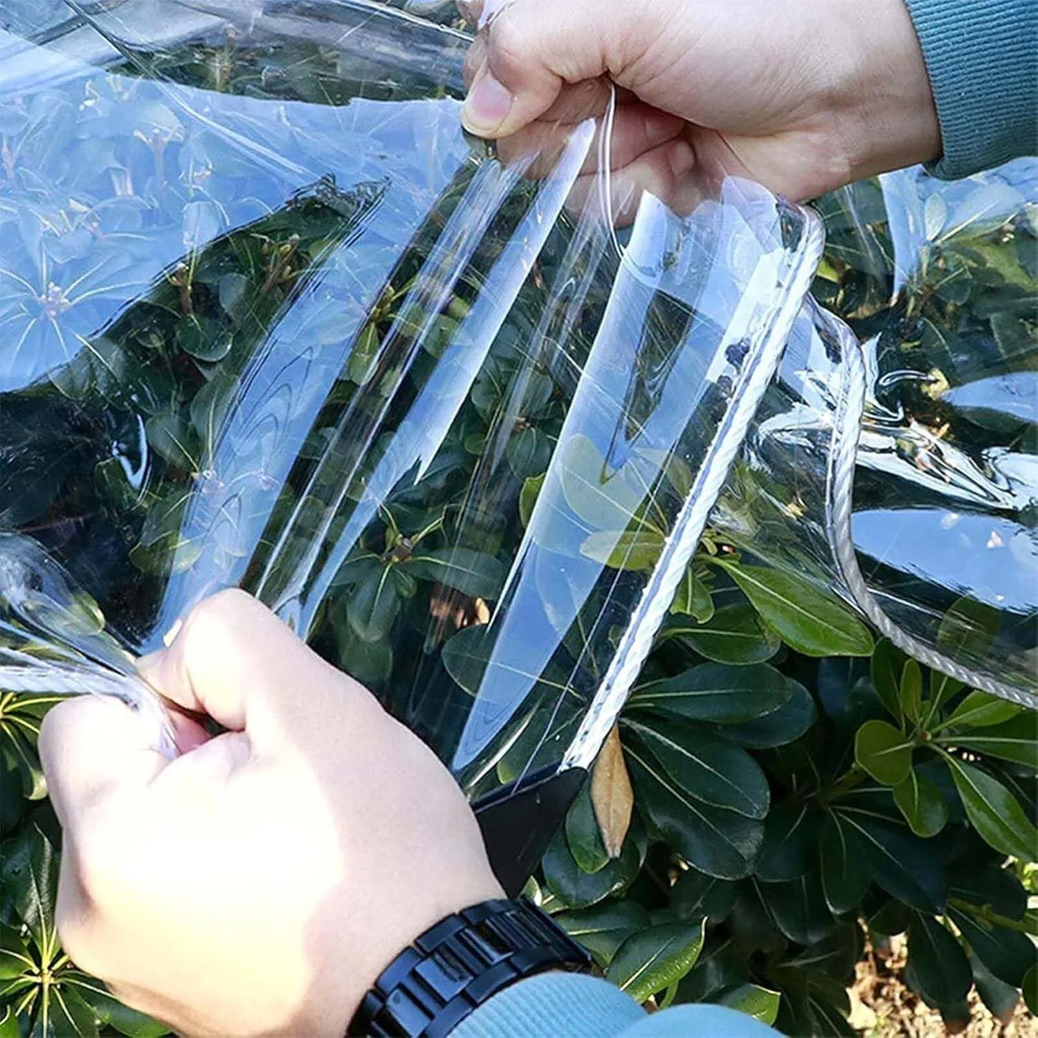 Heavy Duty PVC Transparent Tarps 5.2x13.1ft, Clear Tarpaulin Cover Waterproof, Clear PVC Tarps with Grommets, for Car, Roof, Boat, Camp, Canopy