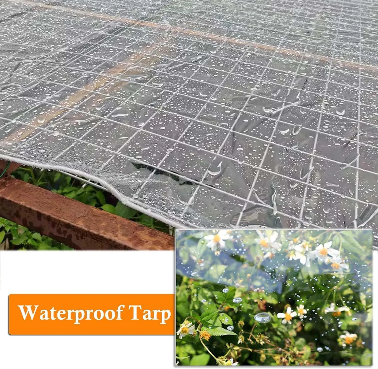 Heavy Duty PVC Transparent Tarps 5.2x13.1ft, Clear Tarpaulin Cover Waterproof, Clear PVC Tarps with Grommets, for Car, Roof, Boat, Camp, Canopy