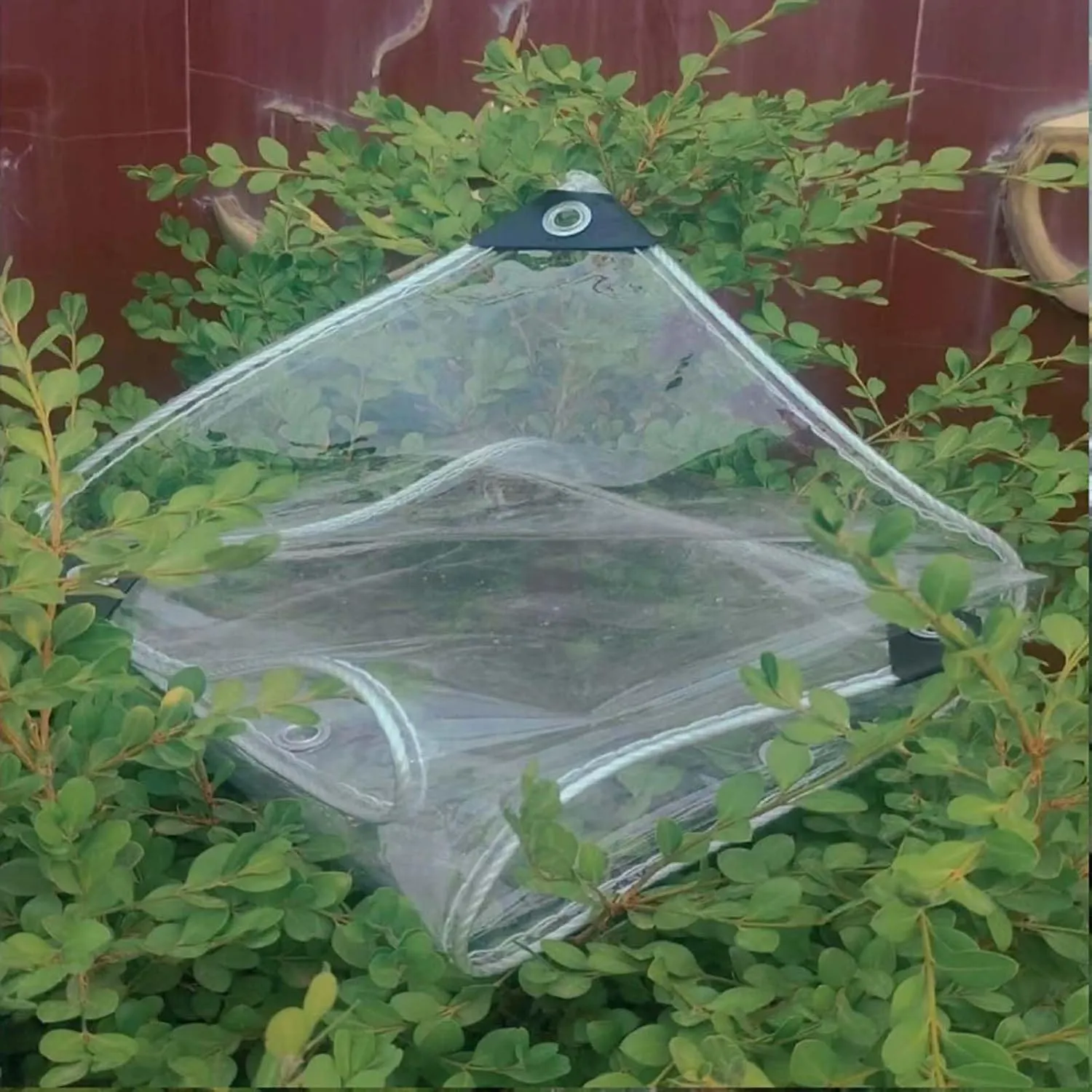Heavy Duty PVC Waterproof Tarp 4.9x4.9ft, Clear Tarpaulin, Heavy Duty Transparent Tarpaulin, Clear Cover with Grommets for Car, Roof & Boat