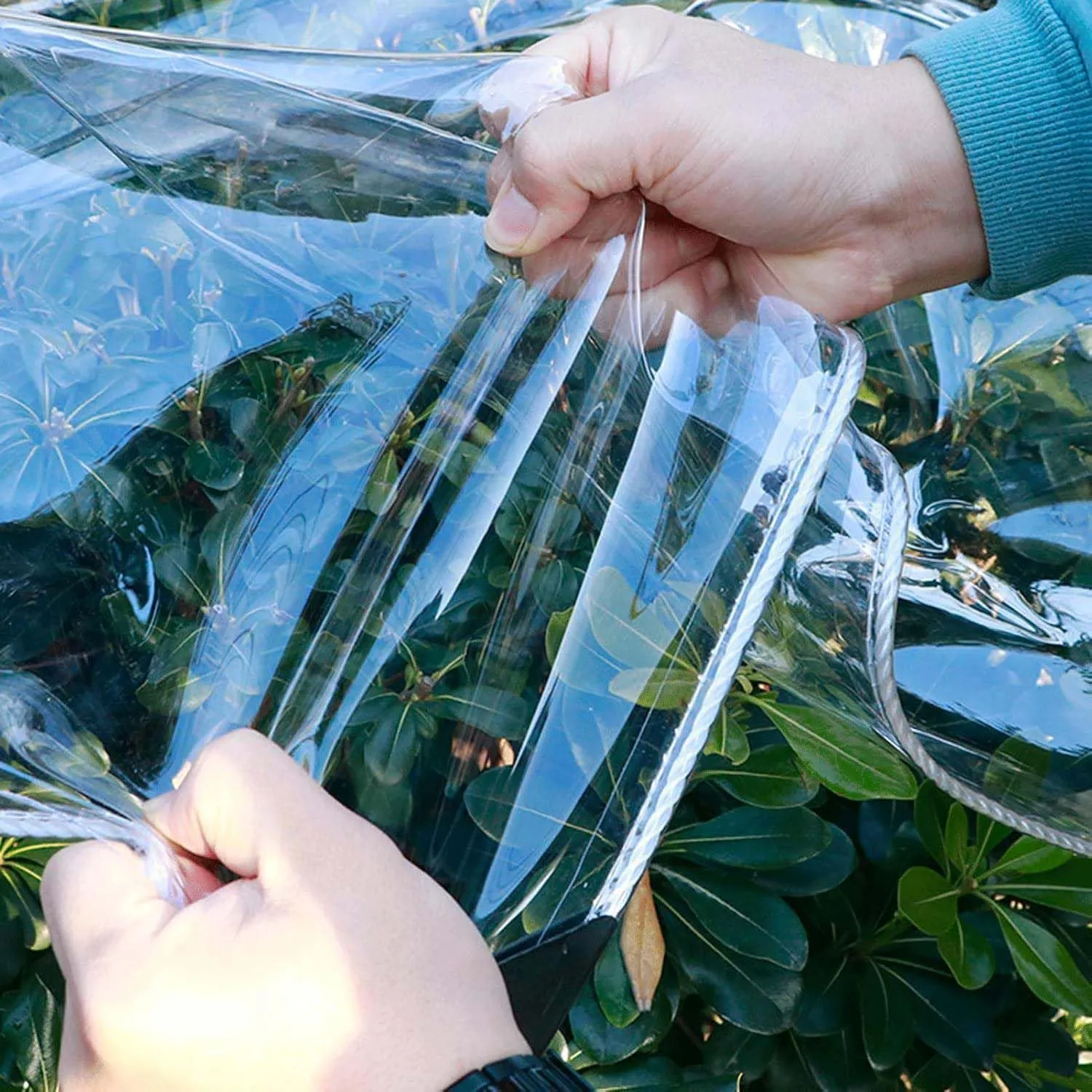 Heavy Duty PVC Waterproof Tarp 4.9x4.9ft, Clear Tarpaulin, Heavy Duty Transparent Tarpaulin, Clear Cover with Grommets for Car, Roof & Boat