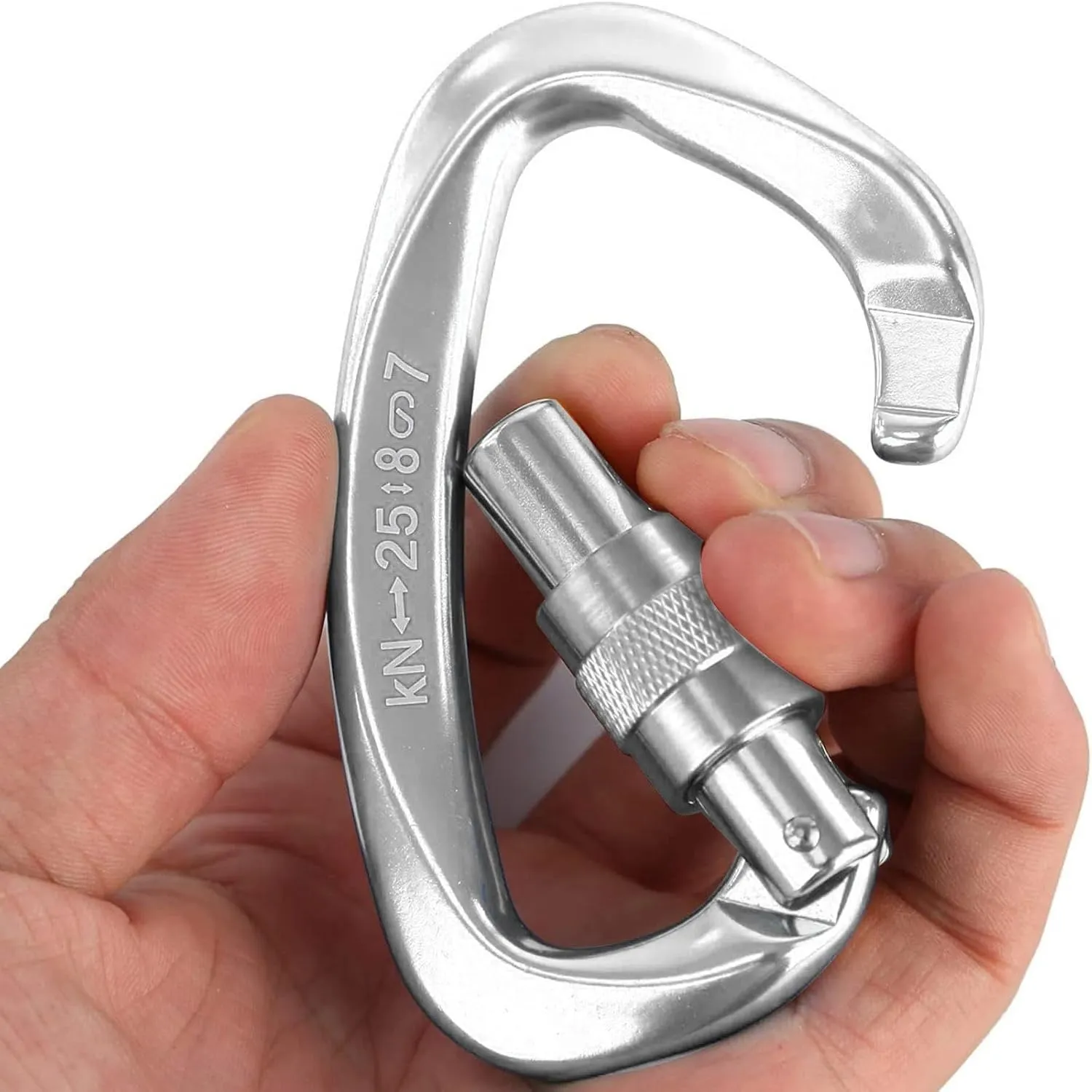 Heavy Duty Screwgate Locking Carabiner D Shape for Rappelling and Mountaineering, 5pcs