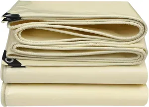 Heavy Duty Tarpaulin Waterproof Cover Tarp Tent Sheet for Camping Caravan Boat Car Picnic Outdoor Furniture Wood Covering with Strong Eyelets Canopy Tent, Beige (Can Be Customised) (Size : 1x2m)