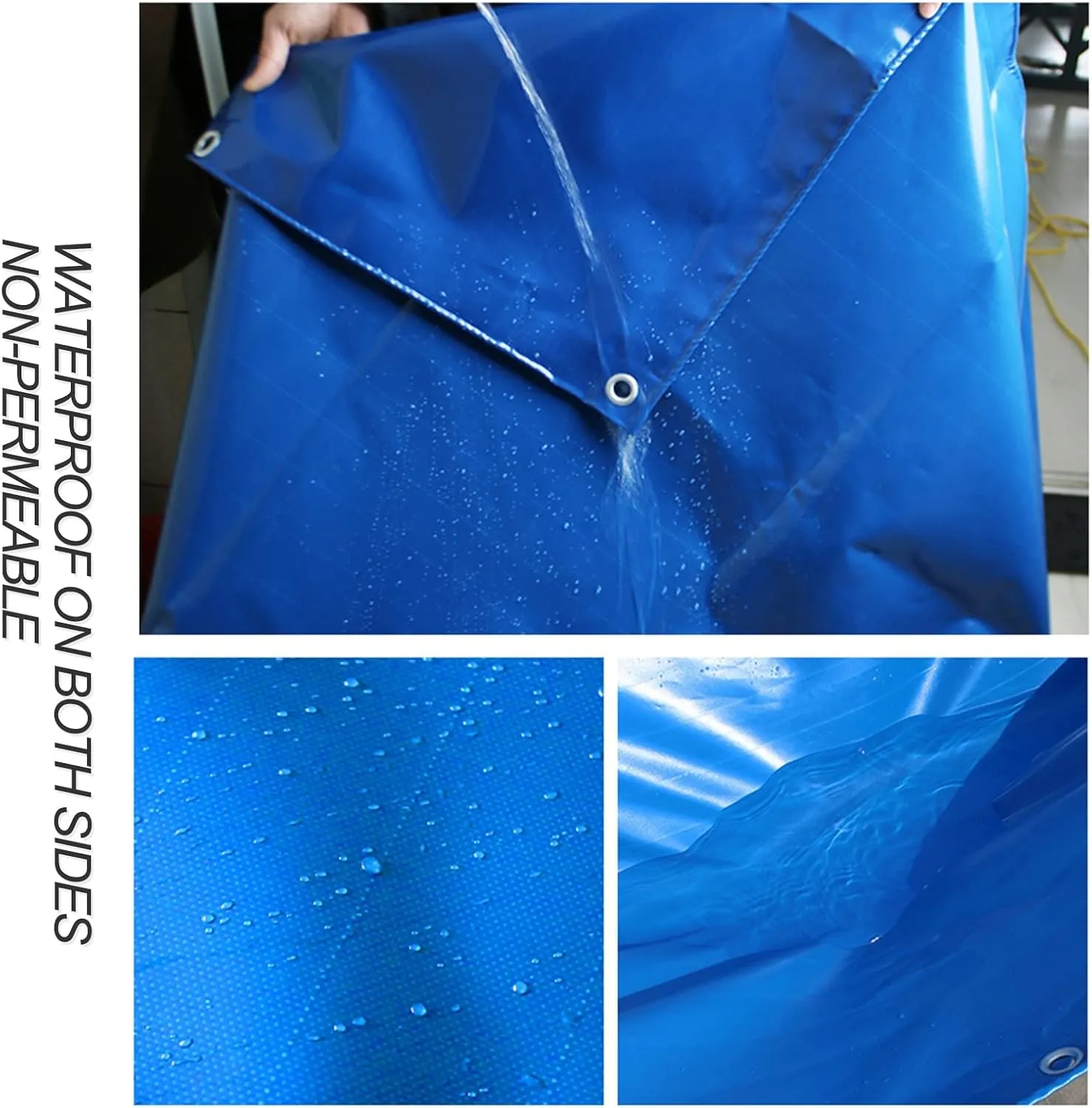 Heavy Duty Tarpaulin Waterproof Tarp Sheet Cover with Reinforced Eyelets 450g/m² 0.45mm Thick Blue PVC Tarpaulins Waterproof Blue Canopy Tent for Outdoor Camping Curtain - Can Be Customised (Size : 1