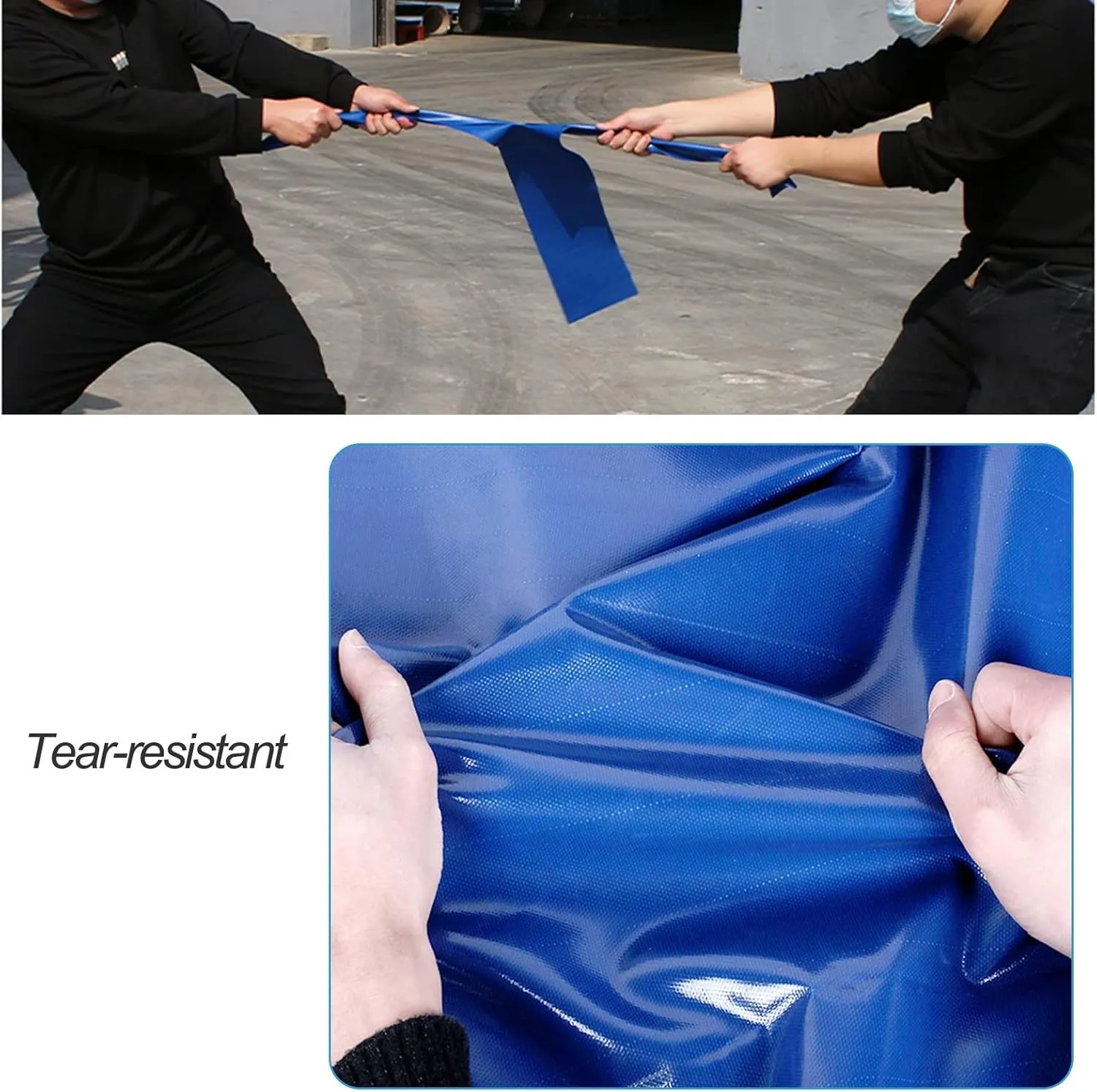 Heavy Duty Tarpaulin Waterproof Tarp Sheet Cover with Reinforced Eyelets 450g/m² 0.45mm Thick Blue PVC Tarpaulins Waterproof Blue Canopy Tent for Outdoor Camping Curtain - Can Be Customised (Size : 2