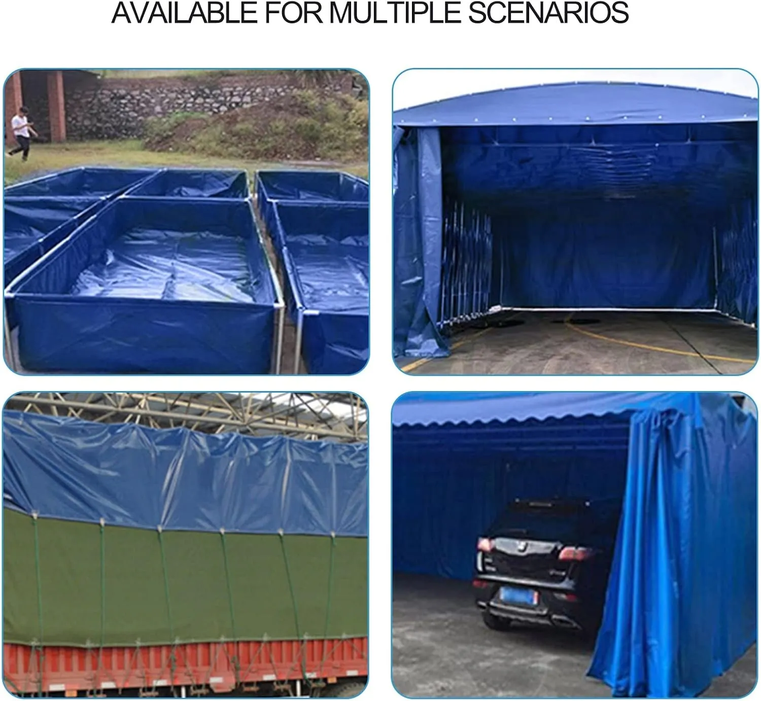 Heavy Duty Tarpaulin Waterproof Tarp Sheet Cover with Reinforced Eyelets 450g/m² 0.45mm Thick Blue PVC Tarpaulins Waterproof Blue Canopy Tent for Outdoor Camping Curtain - Can Be Customised (Size : 2