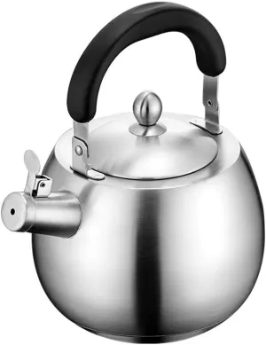 Heavy Duty Tea Kettle Stovetop Whistling Teakettle Teapot,seamless bottom, Stainless Steel 304, Brushed finish (4L)