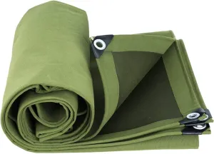 Heavy-Duty Waterproof Canvas Tarp, Green Tarpaulin Thicken, Multi-Purpose Large Oxford Canvas Tarps, Waterproof Tarpaulin with Metal Grommets, for Boat Pool Roof Outdoor,10x10m