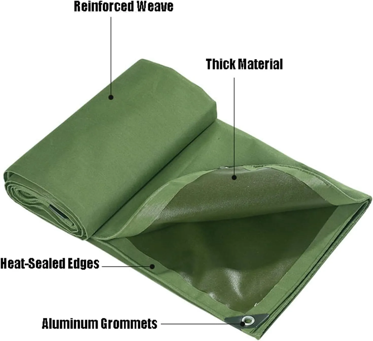 Heavy-Duty Waterproof Canvas Tarp, Green Tarpaulin Thicken, Multi-Purpose Large Oxford Canvas Tarps, Waterproof Tarpaulin with Metal Grommets, for Boat Pool Roof Outdoor,10x10m