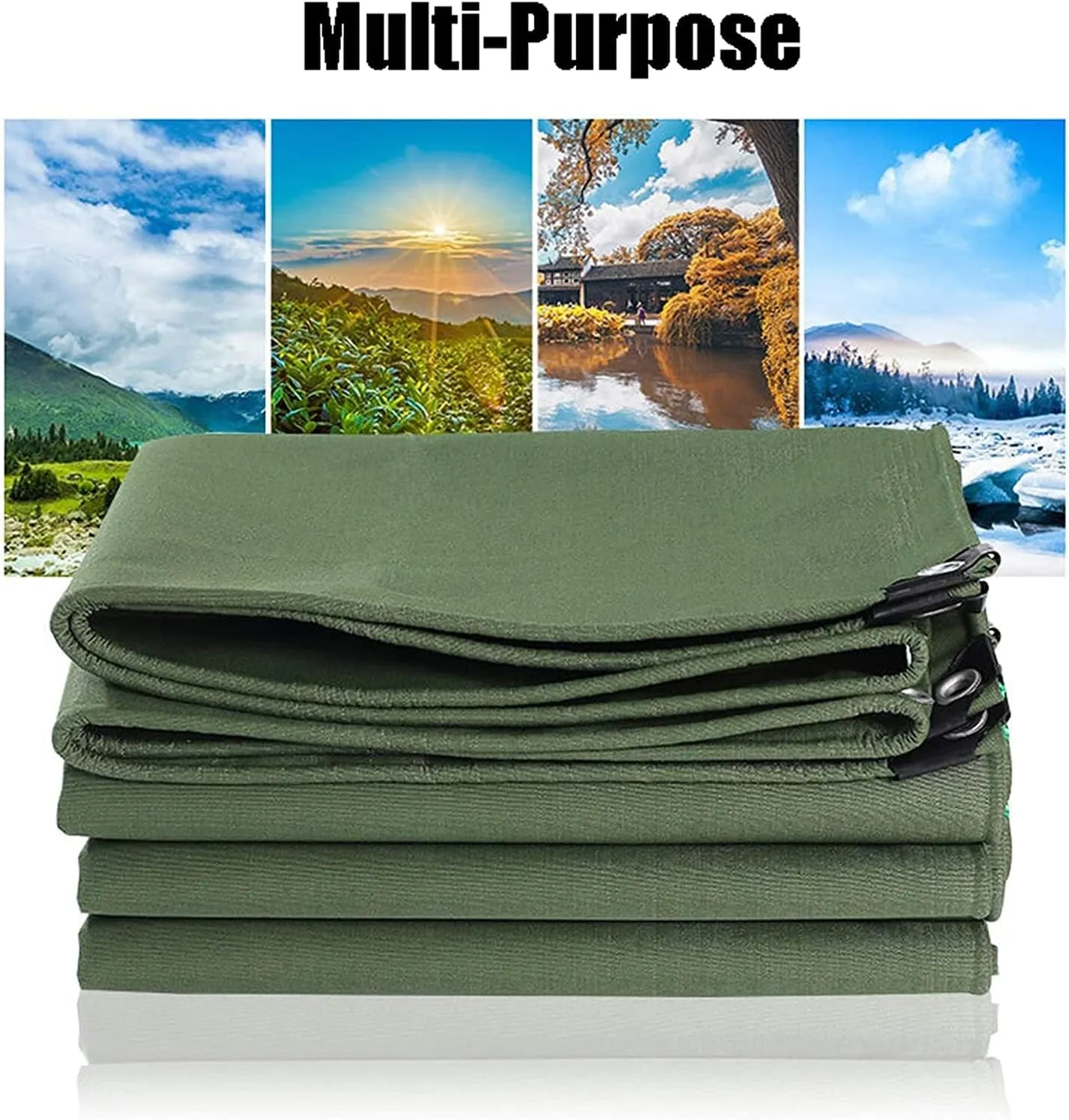 Heavy-Duty Waterproof Canvas Tarp, Green Tarpaulin Thicken, Multi-Purpose Large Oxford Canvas Tarps, Waterproof Tarpaulin with Metal Grommets, for Boat Pool Roof Outdoor,10x10m