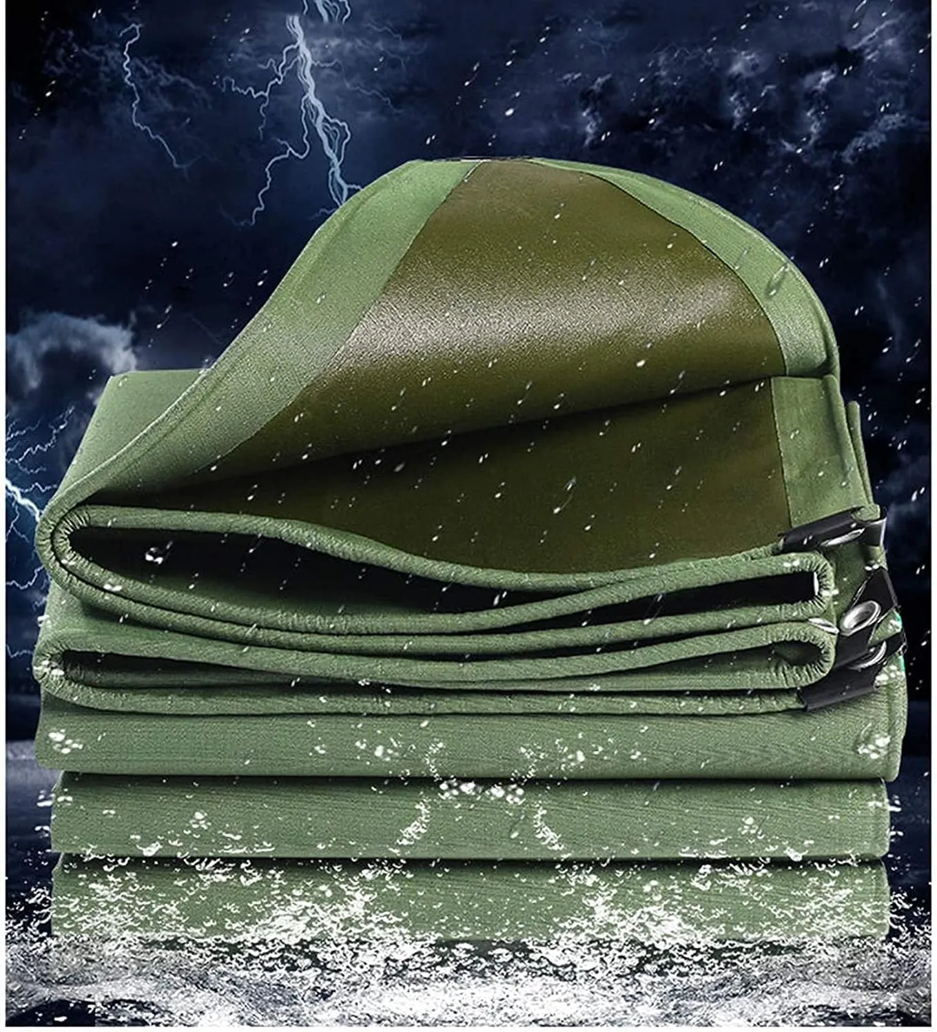 Heavy-Duty Waterproof Canvas Tarp, Green Tarpaulin Thicken, Multi-Purpose Large Oxford Canvas Tarps, Waterproof Tarpaulin with Metal Grommets, for Boat Pool Roof Outdoor,10x10m