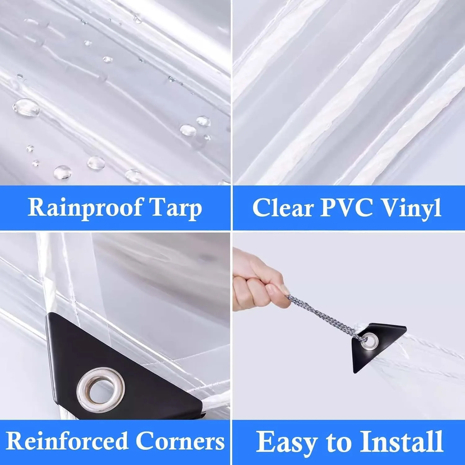 Heavy Duty Waterproof Clear Tarps 8.2x3.3ft, Plastic Tarpaulin Cover with Eyelets, Transparent PVC Clear Tarpaulin, for Outdoor/Camping/Garden/Chicken Coop