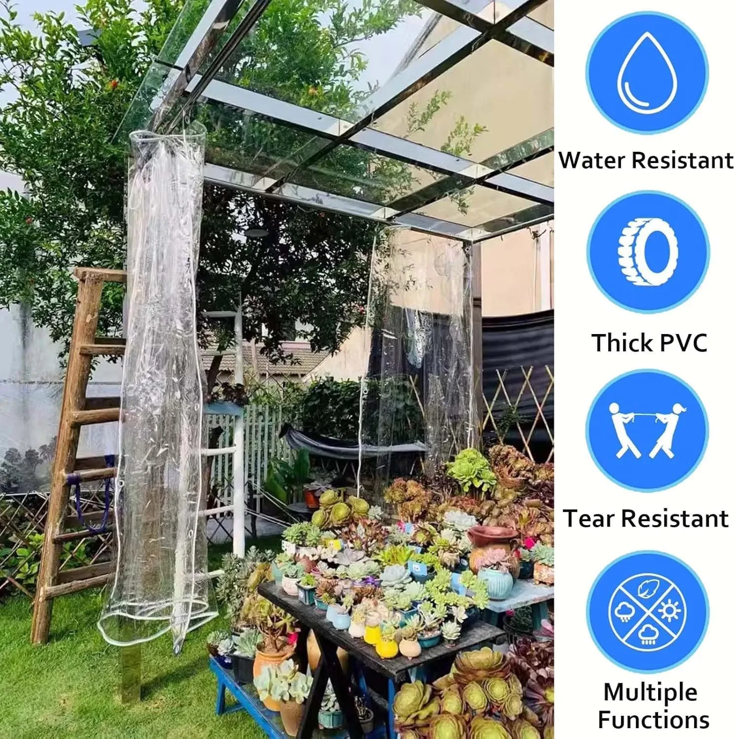 Heavy Duty Waterproof Clear Tarps 8.2x3.3ft, Plastic Tarpaulin Cover with Eyelets, Transparent PVC Clear Tarpaulin, for Outdoor/Camping/Garden/Chicken Coop