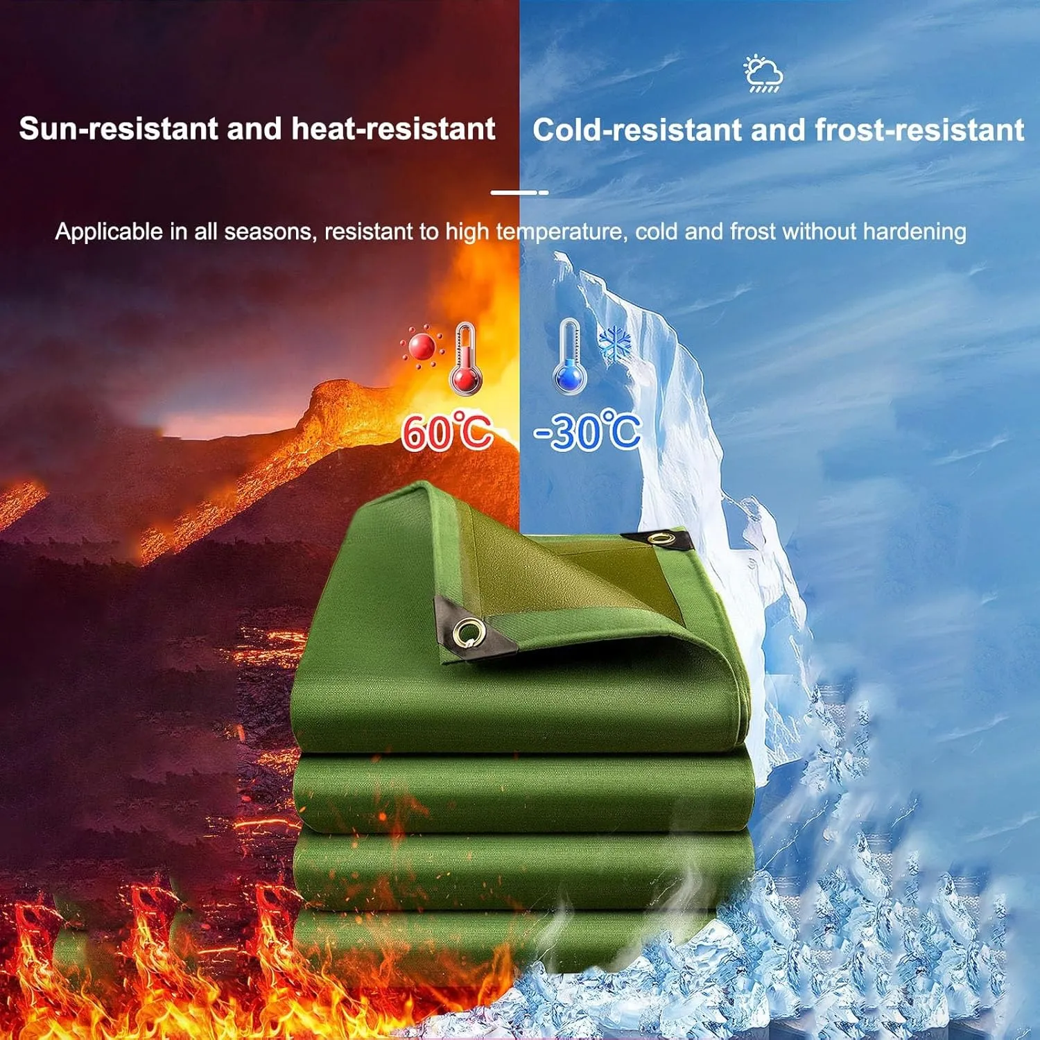 Heavy Duty Waterproof for Outdoors, PVC Coating, Canvas Material, UV Resistant, Multi-Purpose Tarpaulin for Car Boat Camping Firewood Woodpile