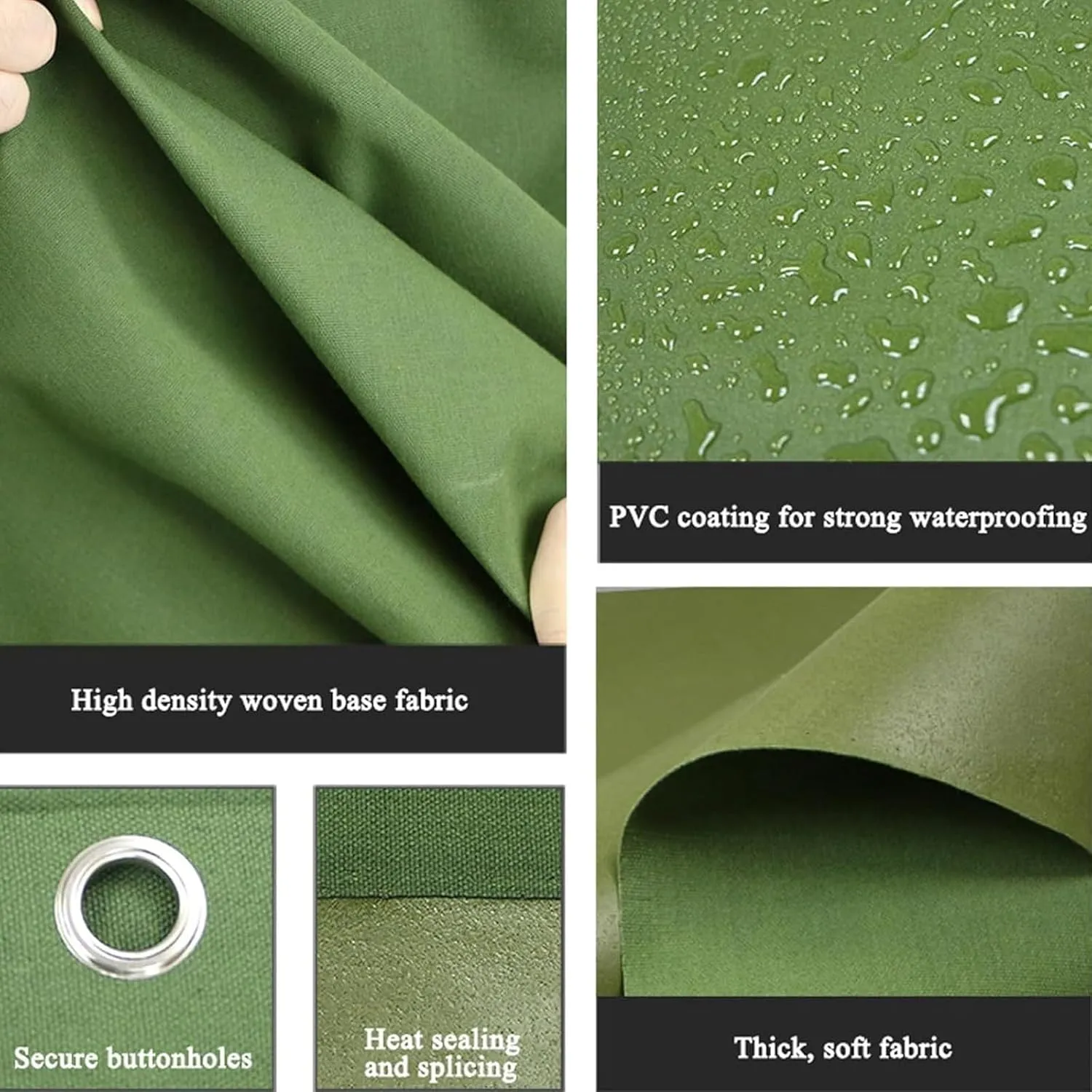 Heavy Duty Waterproof Tarps, Canvas Tarp with Rustproof Grommets, PVC Coating, UV Resistant, Emergency Tarp for Car Boat Camping Firewood Woodpile