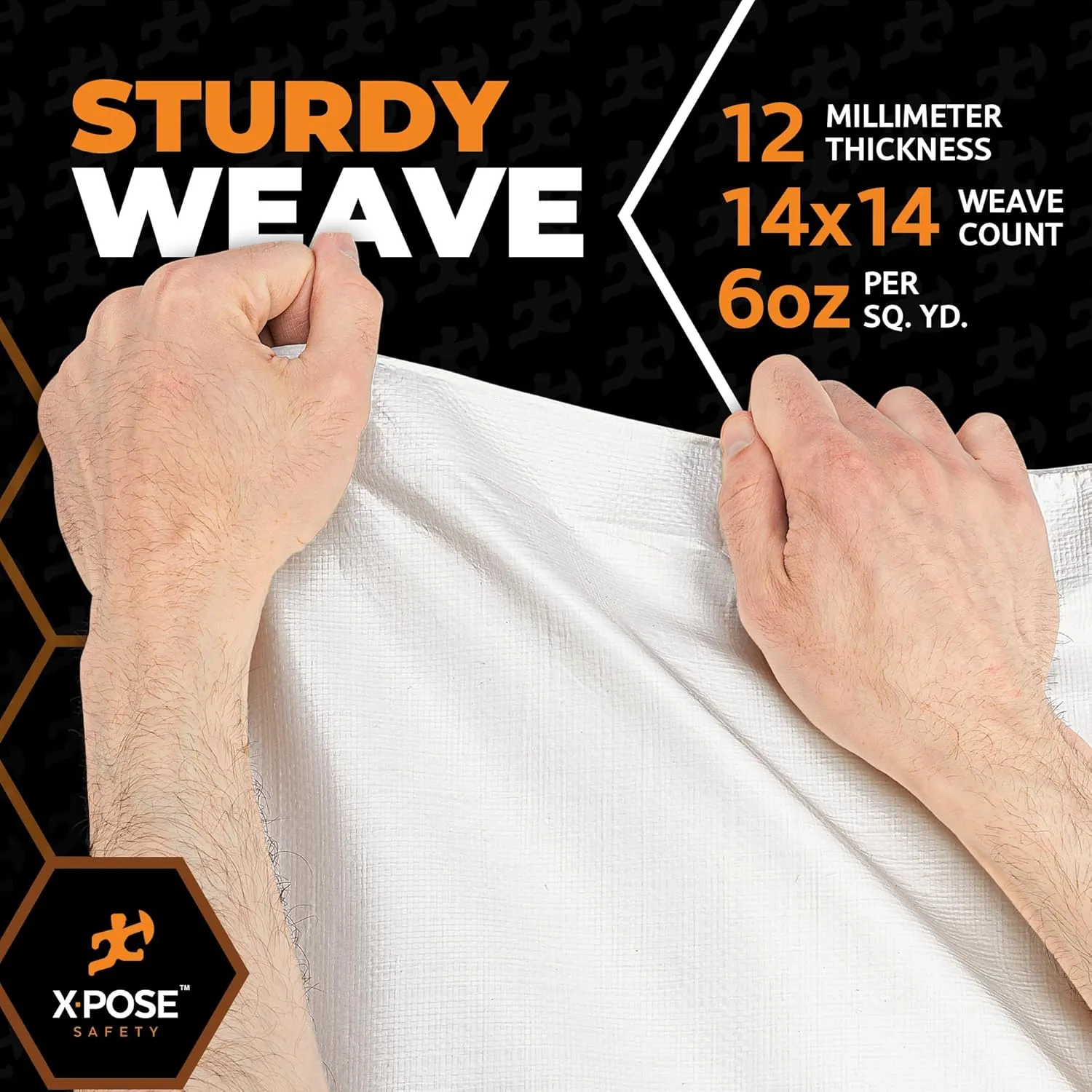 Heavy Duty White Poly Tarp 10' X 10' - Multipurpose Protective Cover - Durable, Waterproof, Weather Proof, Rip and Tear Resistant - Extra Thick 12 Mil Polyethylene - by Xpose Safety