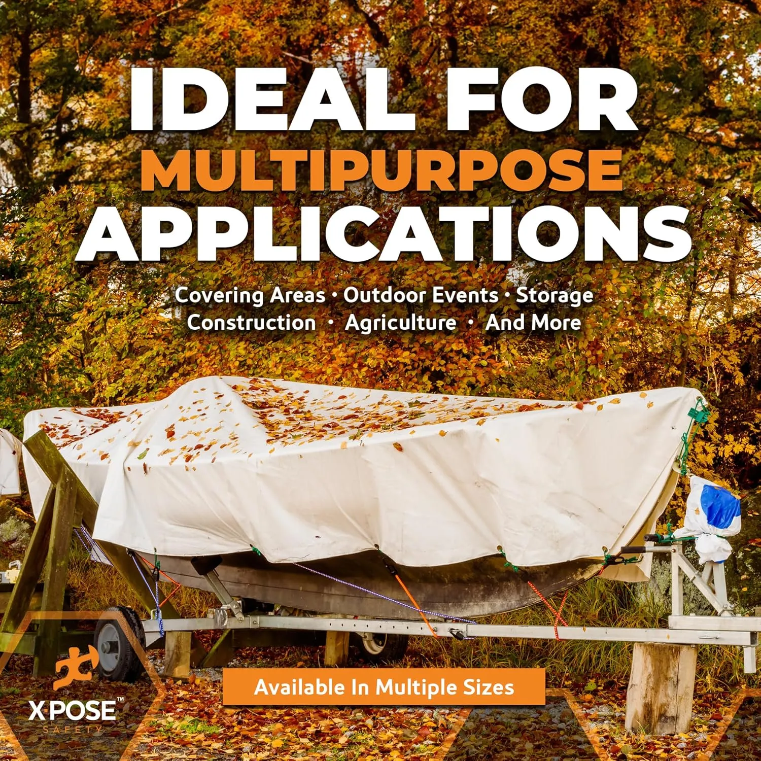 Heavy Duty White Poly Tarp 10' X 10' - Multipurpose Protective Cover - Durable, Waterproof, Weather Proof, Rip and Tear Resistant - Extra Thick 12 Mil Polyethylene - by Xpose Safety