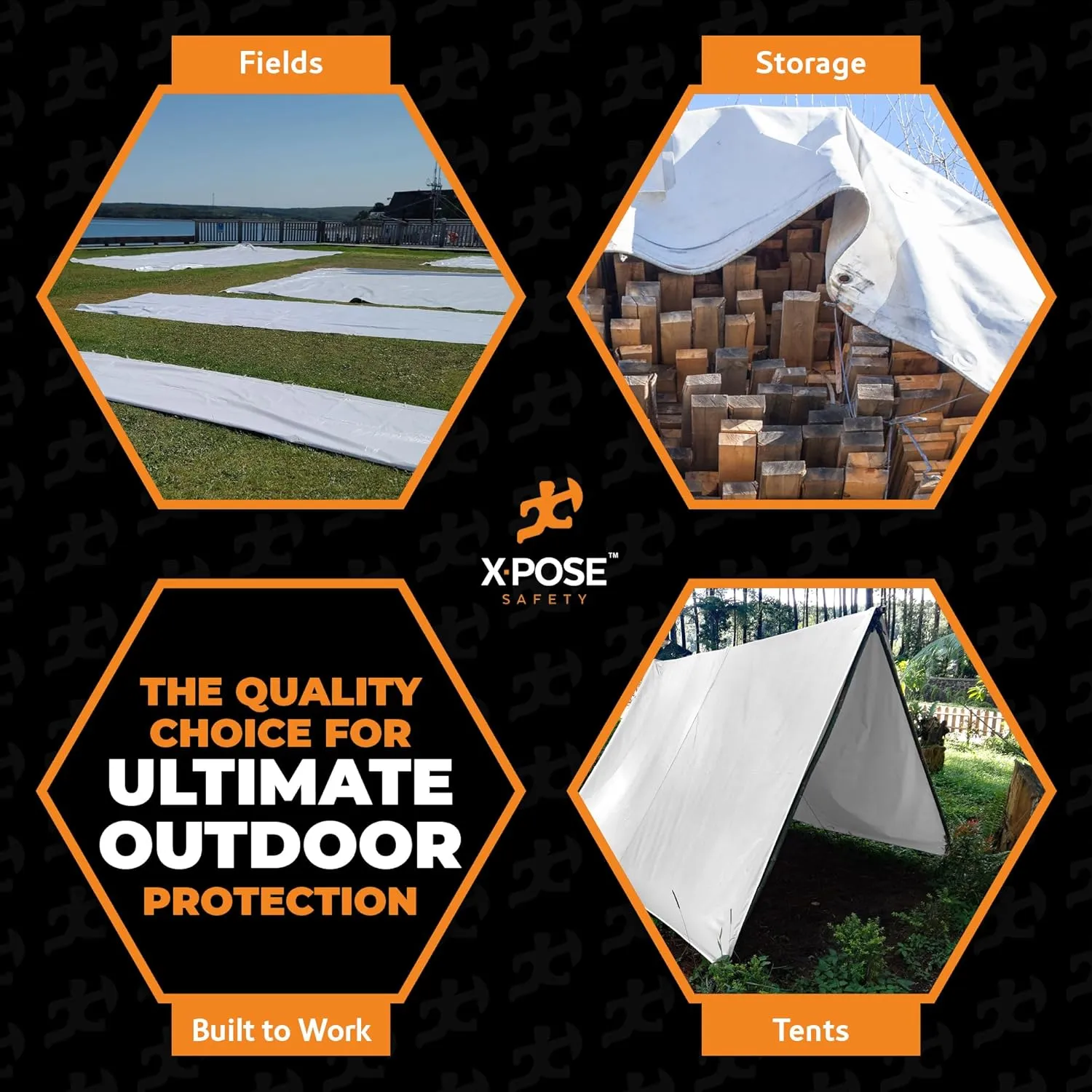 Heavy Duty White Poly Tarp 10' X 10' - Multipurpose Protective Cover - Durable, Waterproof, Weather Proof, Rip and Tear Resistant - Extra Thick 12 Mil Polyethylene - by Xpose Safety