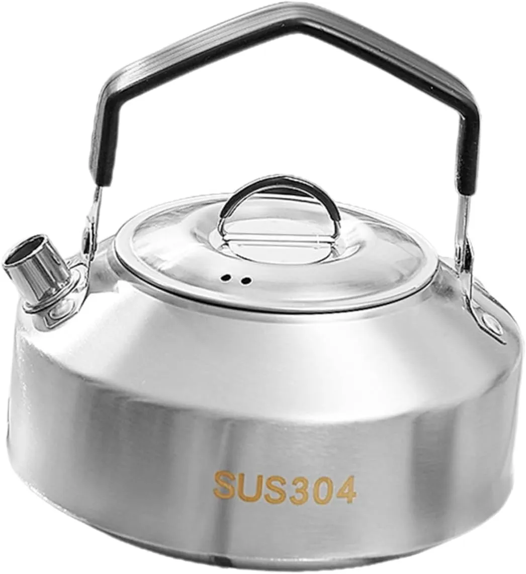 Hemoton Camping Water Kettle 304 Stainless Steel Portable Tea Pot for Outdoor Handle Water Pot Comfortable Grip