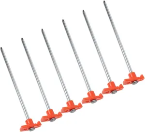 HEMOTON Portable Tent Pegs 6 Pack Heavy Duty Tent Stakes Metal Stakes for Ground and Tarps