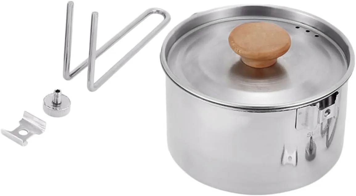 Hemoton Stainless Kettle Pot Multi-Functional Cooking Utensil Boiling Water Pot for Camping Outdoor Activities
