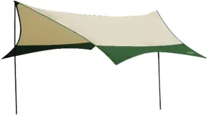 Hexagonal Canopy Camping Tent Tarps, WOLFSTORM 14 X 13FT 210D Oxford Tarpaulin with 2 Poles, Waterproof & Lightweight Tent Tarp Car Awning with UV Protection Layer for Camping, Hiking, Outdoor, Garden