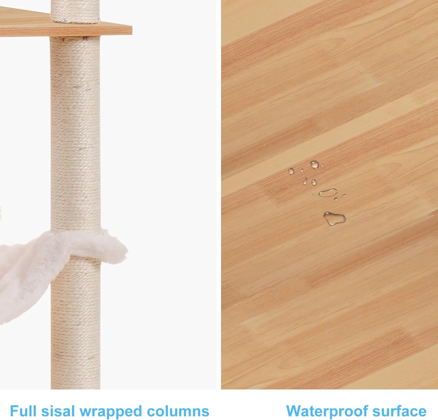 Hey-brother Wooden Cat Tree, 66.1“ Cat Furniture with Scratching Posts, Modern Cat Tower with hammocks, Toys, cat condo, Walnut MPJ120WB