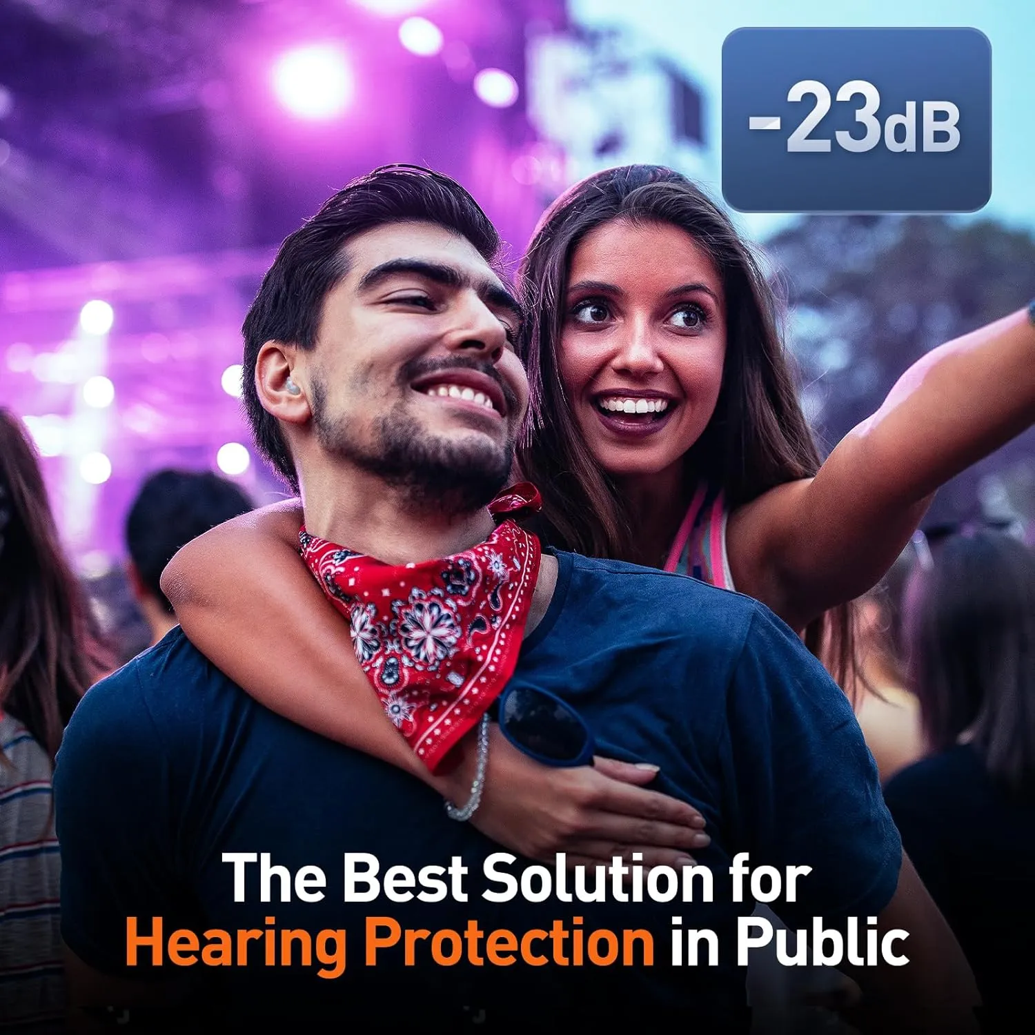 High Fidelity Concert Ear Plugs, Noise Cancelling Silicone Ear Plugs 2 Pairs Great for Concerts Loud Music, Musicians, Motorcycles, Airplanes, Raves, Hearing Protection -23 dB