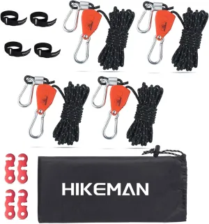 HIKEMAN Camping Rope with Ratchet Pulley,Quick Setup Outdoor Guy Lines Adjustable Tent Tie Downs Rope Hanger for Canopy,Kayak and Canoe,Grow Light