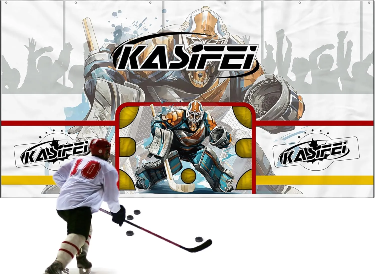 Hockey Shooting Tarp – 16 x 8 feet Hockey Net Goalie Target - Made of Heavy Duty Oxford Fabric – Hockey Goal Targets for All Skill Levels - Garage & Wall Protection