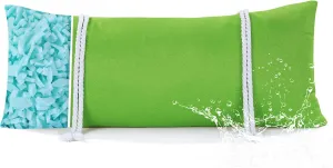 HOMBYS 32" x 14" Shredded Memory Foam Hammock Pillow for Outdoor, Waterproof and Weatherproof Pillow with Durable Ties (Green)