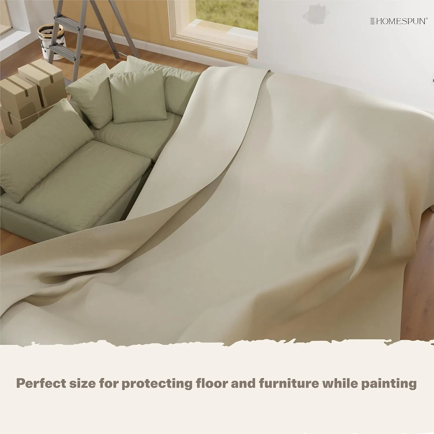 Homespun All Purpose Canvas Drop Cloth - Carpet Protector, Canvas Fabric Drop Cloth Curtains, Painting Tarp, Washable Floor Tarp, Paint Drop Cloth, Reusable Cotton Canvas Drop Cloth 9x12 Ft