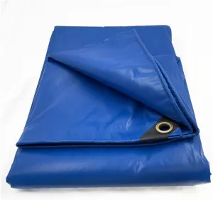 HTTMT- (4.4X6 Feet) 14 Mil Heavy Duty PVC-Coated Tarp Cover for Camping, Awning, Shades, Curtains Tent, Boat, Truck, RV Or Pool Cover Tarpaulin Sheet [P/N: ET-TP01-BLUE]