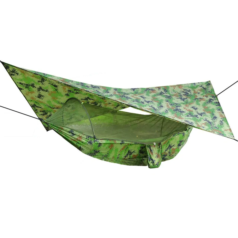 HULIANFU Outdoor Automatic Quick Open Mosquito Net Hammock Tent With Waterproof Canopy Awning Set Hammock Portable Pop-Up