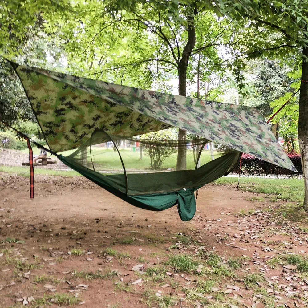 HULIANFU Outdoor Automatic Quick Open Mosquito Net Hammock Tent With Waterproof Canopy Awning Set Hammock Portable Pop-Up