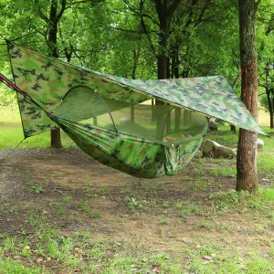 HULIANFU Outdoor Automatic Quick Open Mosquito Net Hammock Tent With Waterproof Canopy Awning Set Hammock Portable Pop-Up