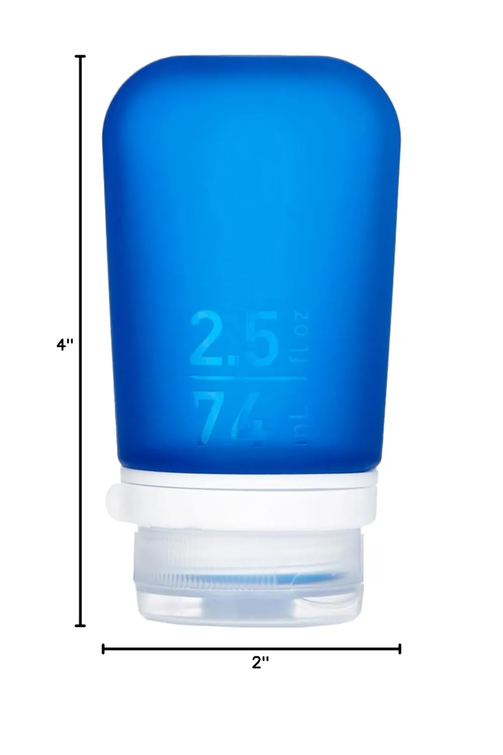 humangear GoToob  (Medium) | Refillable Silicone Travel Bottle | Locking Lid | Food-Safe Material | Dark Blue, Medium (2.5 fl.oz.; 74ml)