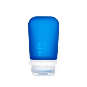 humangear GoToob  (Medium) | Refillable Silicone Travel Bottle | Locking Lid | Food-Safe Material | Dark Blue, Medium (2.5 fl.oz.; 74ml)