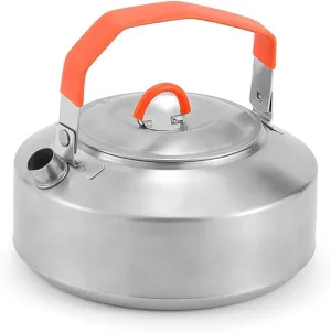 HXBER Outdoor Stainless Steel Kettle AntiScalding SilicaGel Handle Camping Coffee Kettle Portable Coffee Pot Picnic Cooker 1L Teapot Cooking Accessory