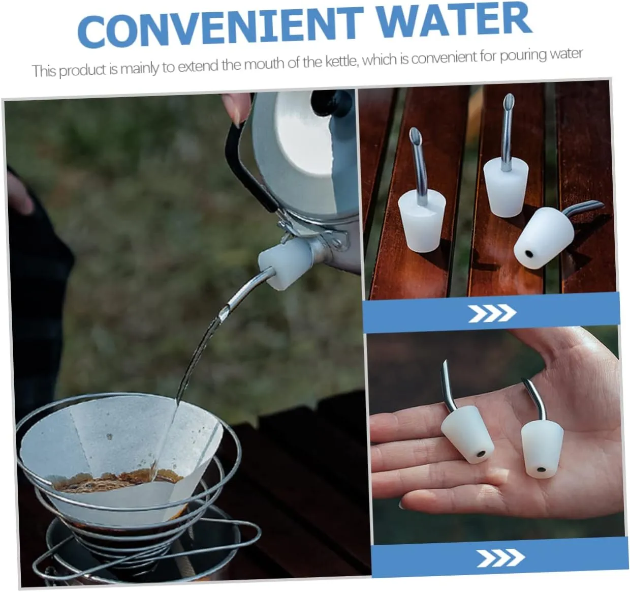 IMIKEYA 4pcs Stainless Steel Kettle Extension Spout Portable Pourer for Camping Outdoor Use Resistant Easy to Clean Design Compact Lightweight