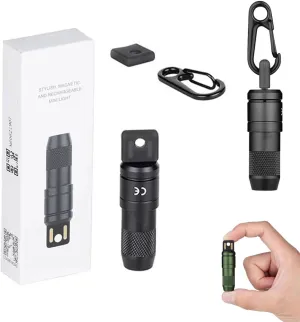 IMINI 2 EDC Rechargeable Keychain Flashlight, Multi Functional 50 Lumens Compact and Portable Mini Light, Handheld Magnetic LED Keyring Lights with Built-in Battery for Camping Hiking(Black)