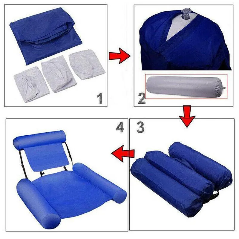 Inflatable Floating Water Hammock Float Pool Lounge Bed Sea Beach Swimming Chair