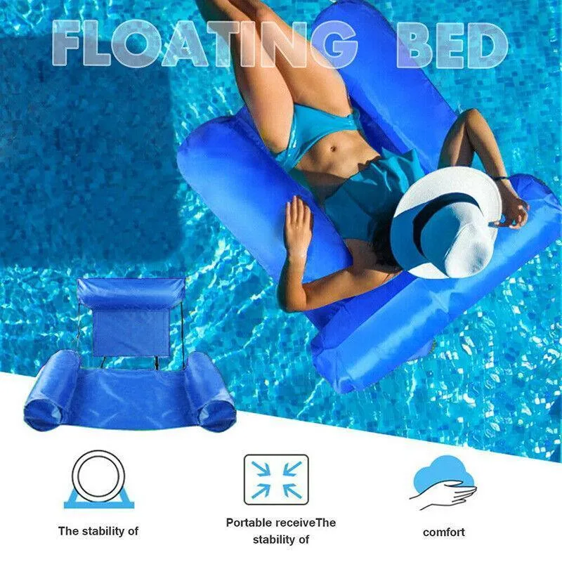 Inflatable Floating Water Hammock Float Pool Lounge Bed Sea Beach Swimming Chair