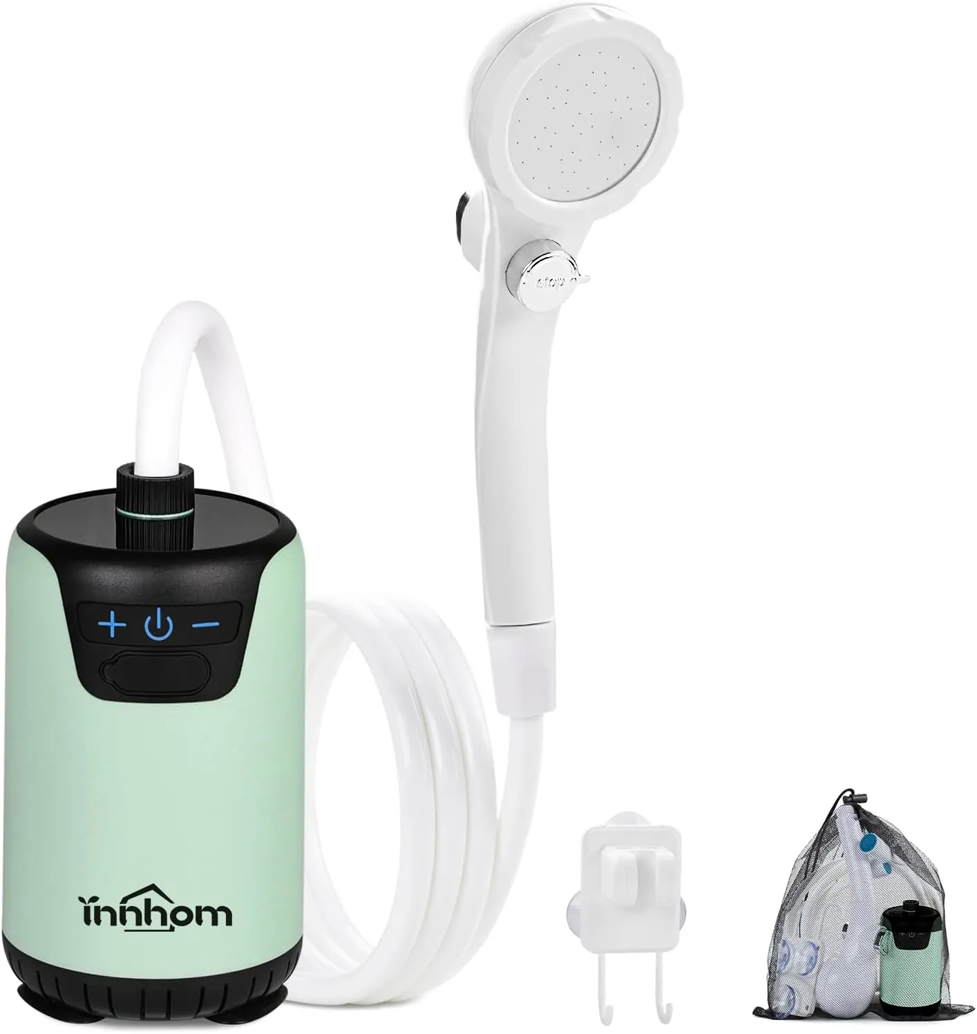 innhom Portable Shower, 8000mAh Rechargeable Camping Shower Pump with LED Display & IPX8 Waterproof, Electric Outdoor Camp Shower, Ideal for Camping, Travel, Car Washing