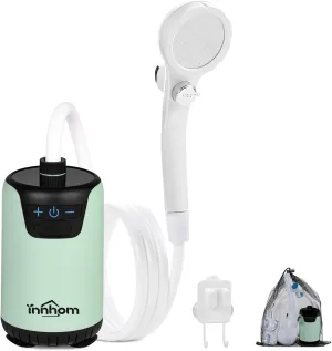 innhom Portable Shower, 8000mAh Rechargeable Camping Shower Pump with LED Display & IPX8 Waterproof, Electric Outdoor Camp Shower, Ideal for Camping, Travel, Car Washing