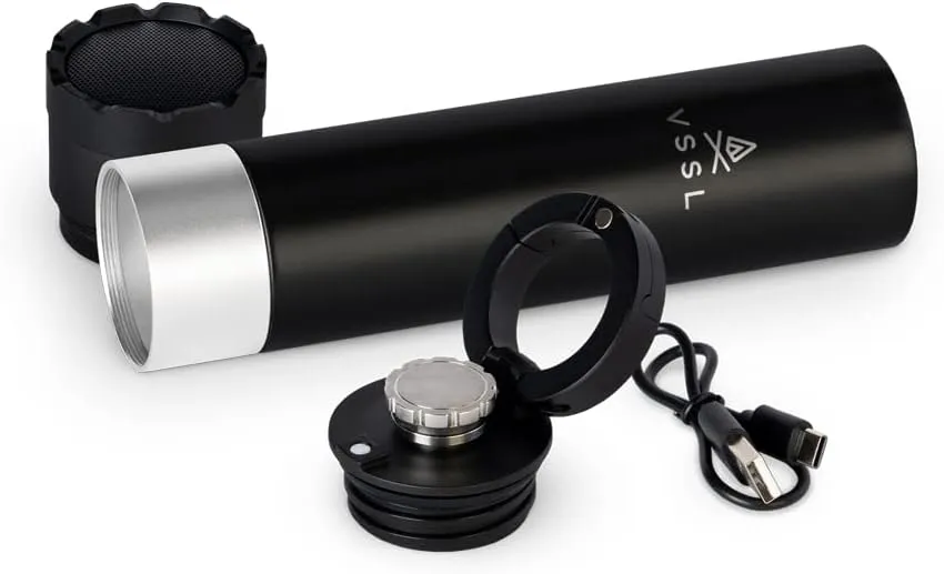 Insulated Flask with Weatherproof True Wireless Speaqua Speaker, Stainless Steel, Double-Walled Insulation, USB-C Recharge, Cord Included