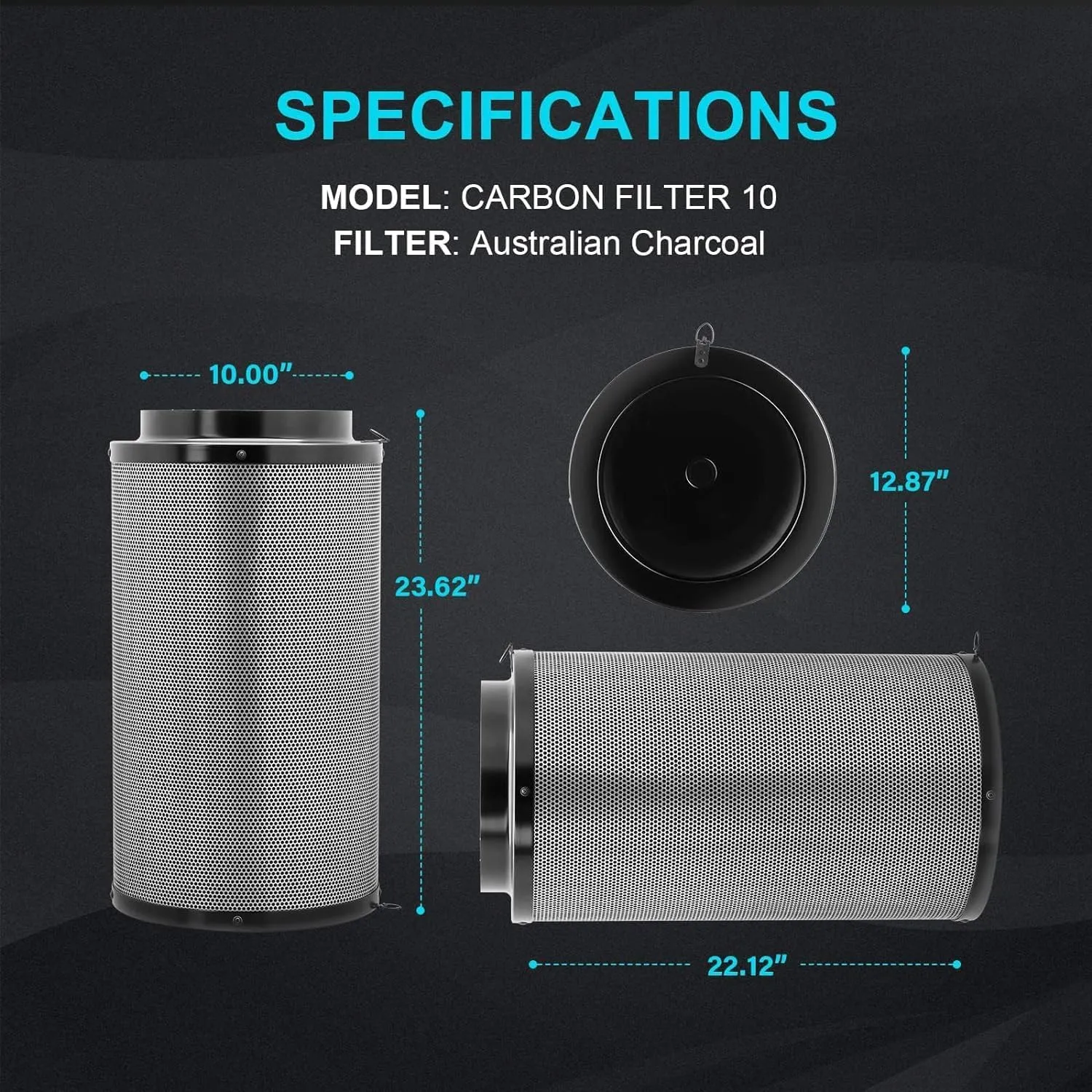 iPower 4 Inch 195 CFM Inline Fan Circulation Vent Blower, Air Carbon Filter, 8 Feet PVC Ducting and 1-Pair Rope for Grow Tent Ventilation, Low Noise