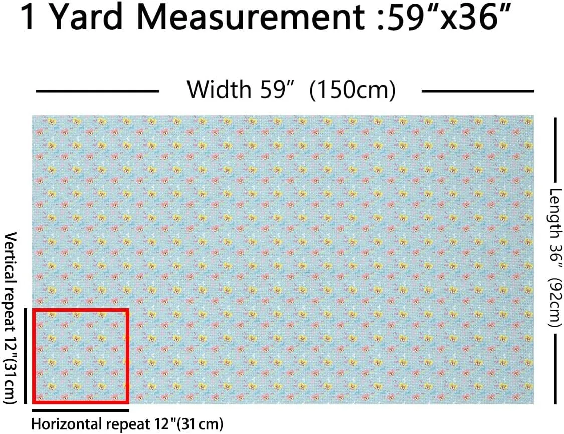 jejeloiu Corgi Fabric by The Yard Kawaii Cartoon Dog Heart Print Upholstery Fabric for Chairs, Puppy Dog Decorative Waterproof Outdoor Fabric, 2 Yards