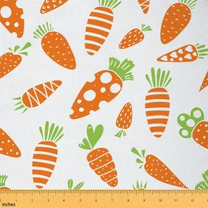 jejeloiu Easter Bunny Outdoor Fabric by The Yard, Cute Rabbit Carrot Upholstery Fabric for Chairs, Cartoon Pattern Decorative Fabric for Home DIY Projects, 2 Yards, Orange Green