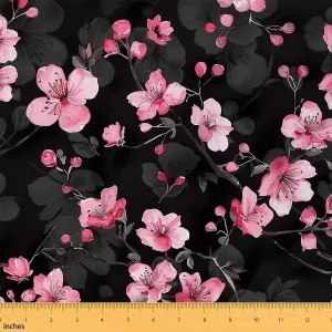 jejeloiu Kids Pink Cherry Blossom 2 Yards Fabric by The Yard Spring Blooming Branches Decorative Waterproof Outdoor Fabric Floral Flower Upholstery Fabric for Chairs Outdoor Fabric