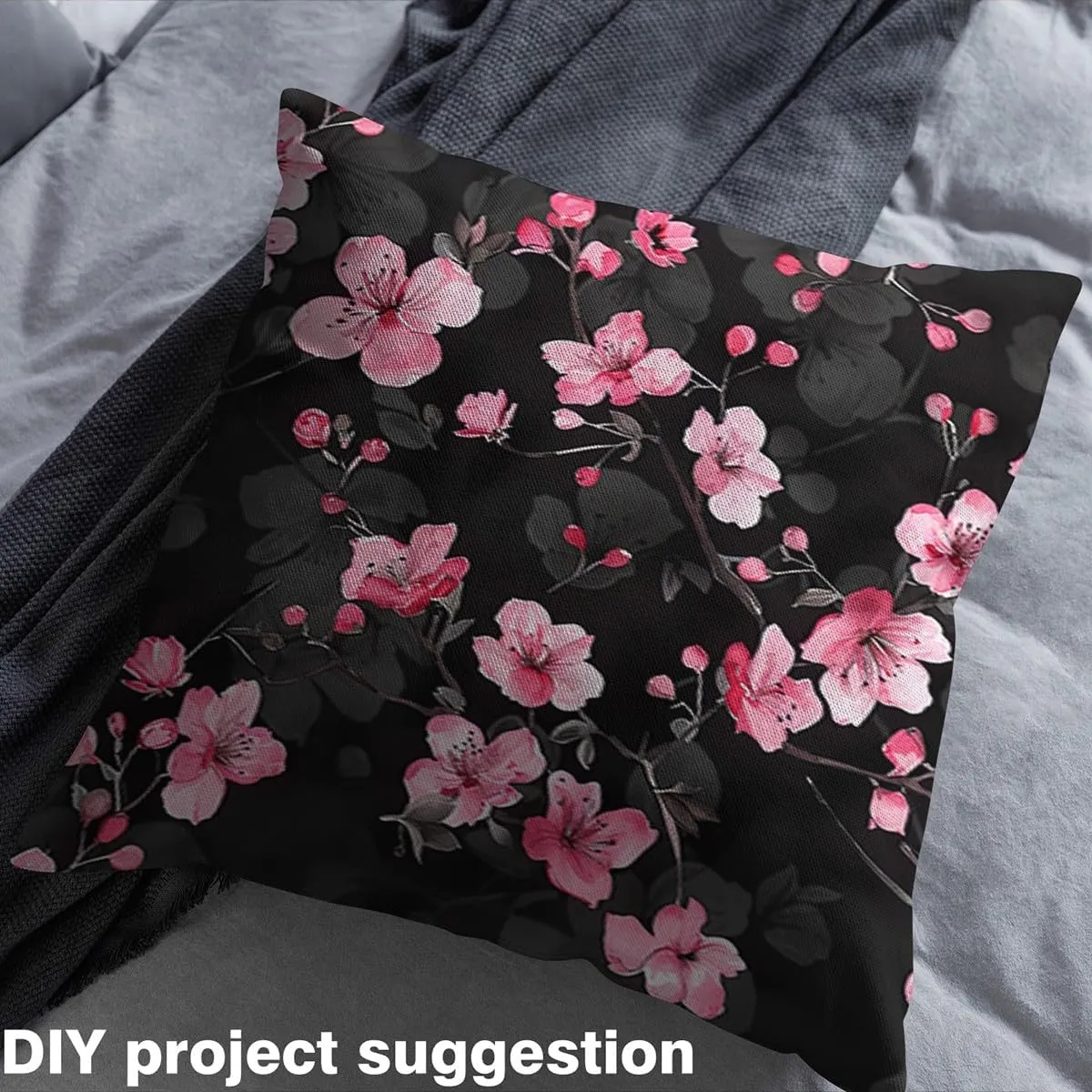 jejeloiu Kids Pink Cherry Blossom 2 Yards Fabric by The Yard Spring Blooming Branches Decorative Waterproof Outdoor Fabric Floral Flower Upholstery Fabric for Chairs Outdoor Fabric